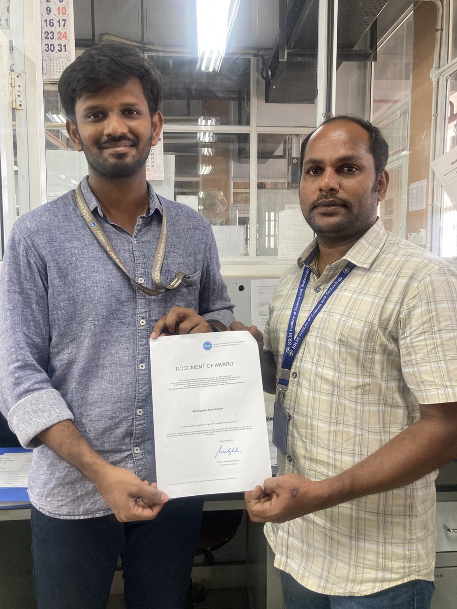 LabSeer's tweet image. An outstanding achievement!! Mr. Mariyappan, awarded  prestigious DAAD fellowship @DAADIndia @LabSeer @LabMathur @SRM_Univ @UniCologne @Anuroopa @DAAD_Germany. His dedication, and passion have truly paid off for this award. 
Well done, Mariyappan!!!