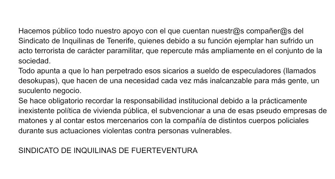 Sindicato inquilinas de Fuerteventura (@sdifuerteven) on Twitter photo 