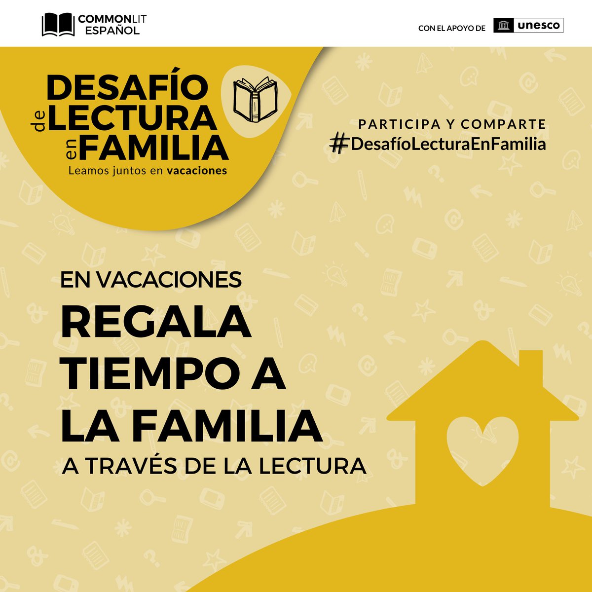 UNESCOMexico's tweet image. 👩‍👩‍👧‍👦👨‍👩‍👧‍👧👨‍👨‍👧‍👦 ¡Regresa el #DesafíoLecturaEnFamilia con @CommonLitES! 📚

👉🏿Consulta los textos gratuitos en línea para leer en vacaciones.

1️⃣ Ingresa a bit.ly/3KaccuH  
2️⃣ Da clic en el texto a leer
3️⃣ Cumple el desafío e imprime el certificado