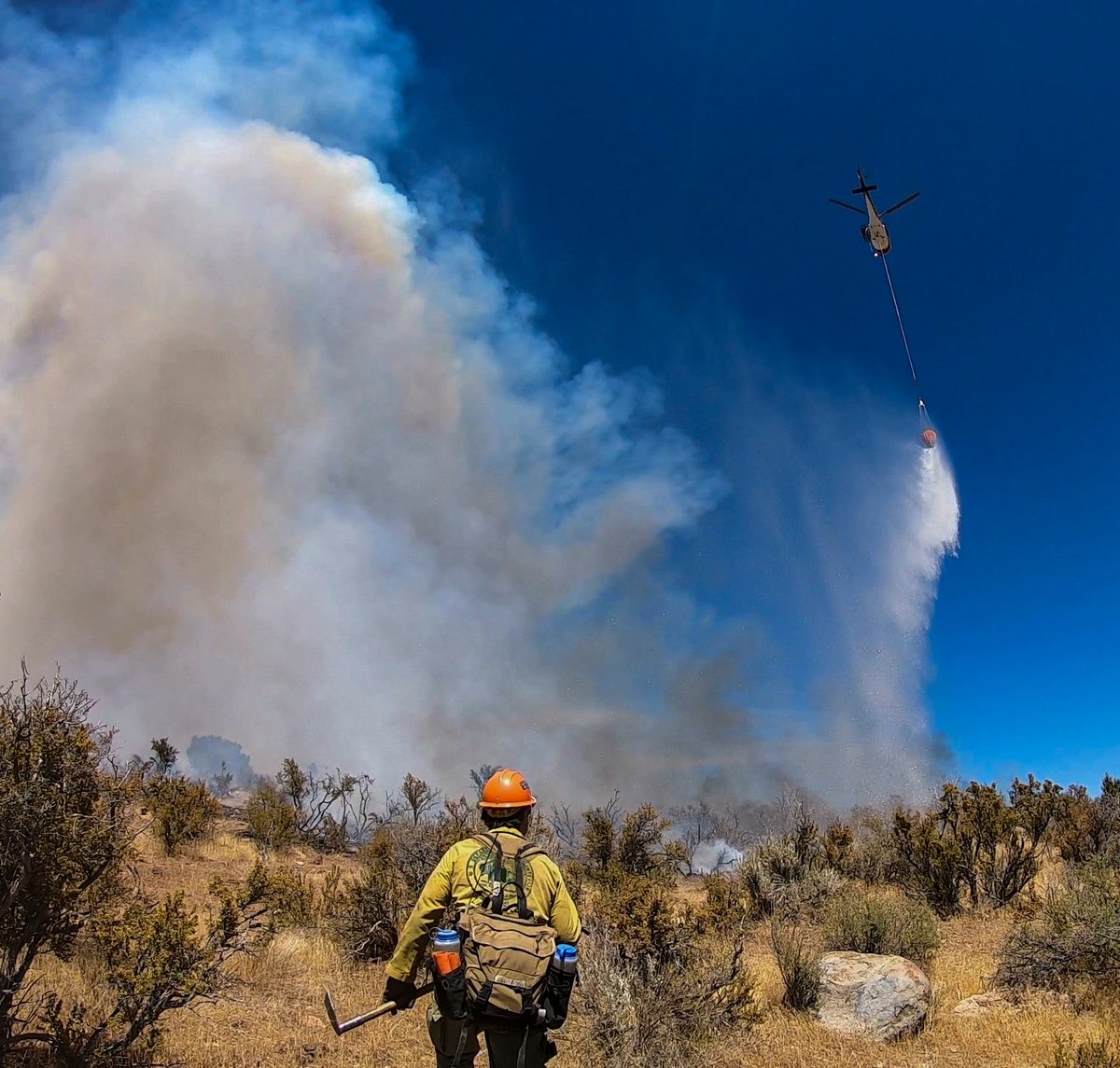 BLM-NV reports 24 fires, 415 acres burned last week.
Weather, dry fuels, &amp; human activity are increasing wildfire risk in Nevada.
See fire restrictions in your area &amp; before traveling. They affect campfires, barbecues, fireworks, &amp; more. NevadaFireInfo.org/Restrictions 
📷 BLM, 2020 fire