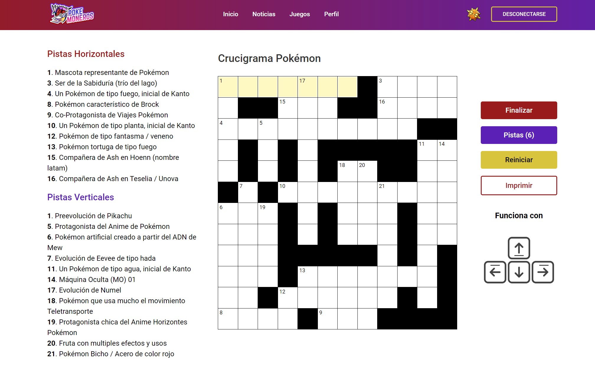 Pokémoneros on X: “Crucigrama de Pokémon en la web de https://t.co 