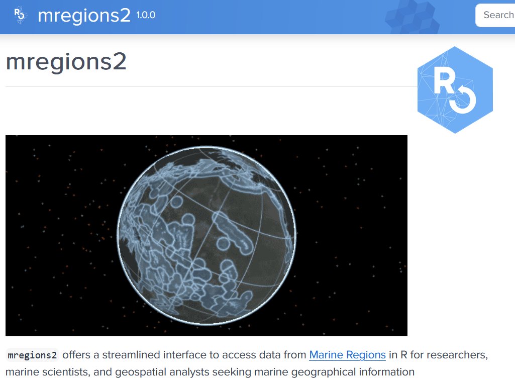 marineregions's tweet photo. 🐠 Dive into marine data like never before with #mregions2! 🐡

Our new R package, released via @rOpenSci, offers easy access to the Marine Regions Gazetteer and Data Products for exploration, manipulation and visualisation 🤓

🔗 https://t.co/q327KZzCle

@LifeWatchVLIZ @VLIZnews https://t.co/Yhgtm6tdxS