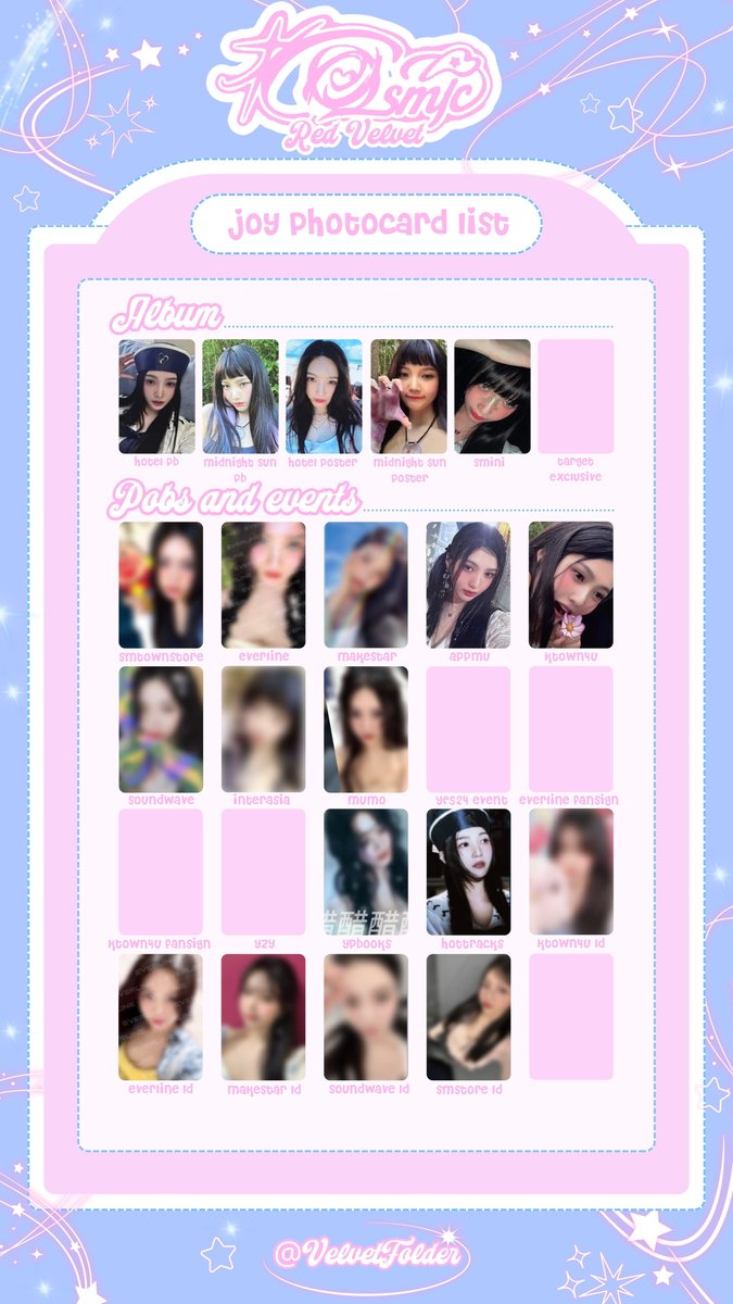 Cosmic] Member Photocard List (Joy, Yeri) ໒꒰ྀི മ ̫ മ ꒱ྀིა