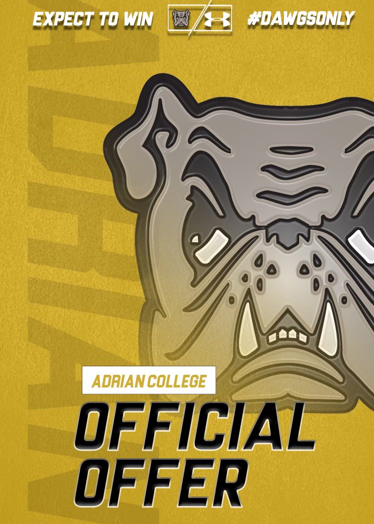 After a great camp experience and a conversation with <a href="/_coachmcgaughy/">Coach McGaughy</a> yesterday I’m happy to announce that I’ve received my first offer FromAdrian College. Go Bulldogs! 🟨⬛️
<a href="/EScottEmuakpor1/">Efe Scott-Emuakpor</a> <a href="/OkemosWolvesFB/">Okemos Football</a> <a href="/MIexposure/">Michigan Exposure</a> <a href="/ExpoRecruits/">Expo Recruits</a> <a href="/PrepRedzoneMI/">Prep Redzone Michigan</a>