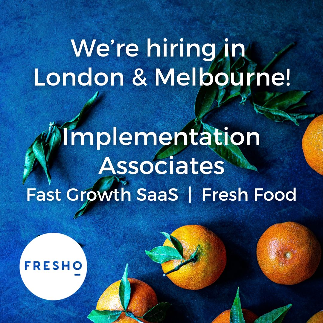 Fresho's tweet image. We have openings in London UK &amp;amp; Melbourne AU for well organised (essential!) foodies (a plus!) to help fresh food wholesalers start using Fresho to give their customers incredible service. Check out the details at careers.fresho.com #saasjobs #saasimplementation