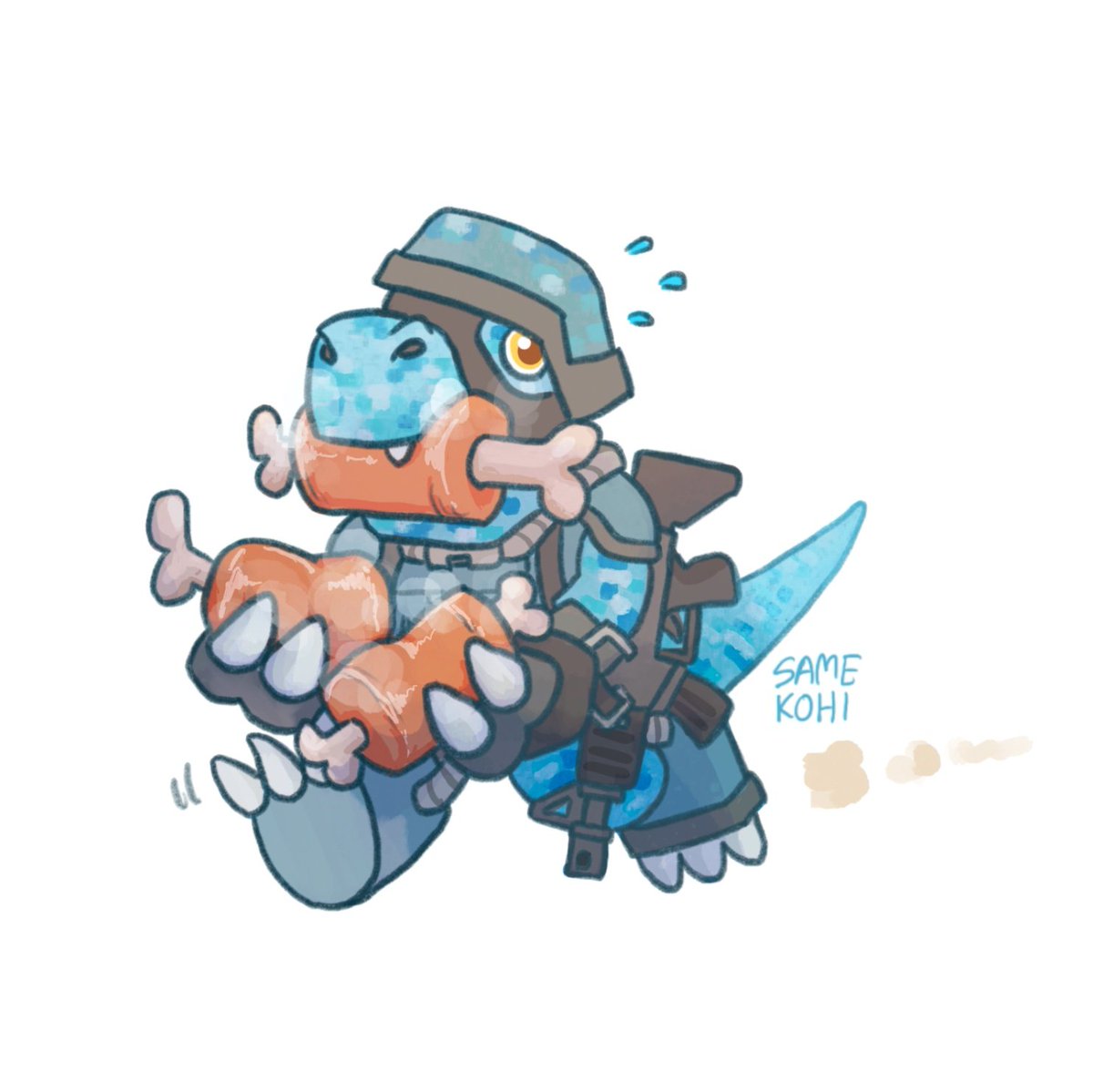 samekohi's tweet image. Gotta get them gains, commandramon! 🍖

#digimon #デジモン #dbrigade
