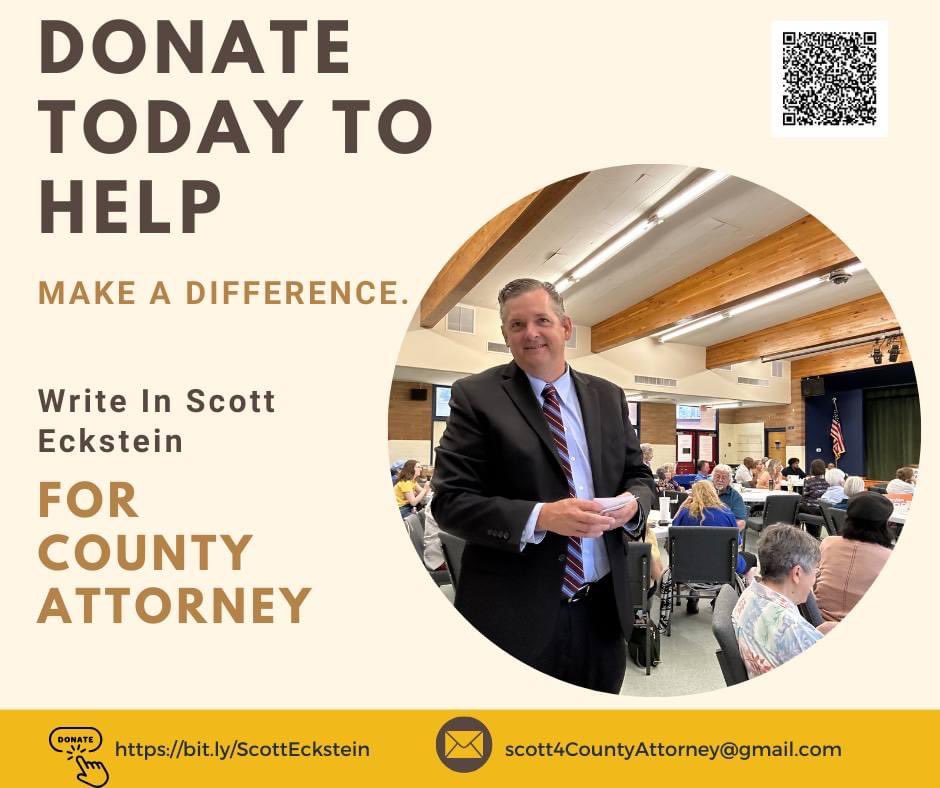 cochisecodems's tweet image. Scott needs your help to get the word out about his campaign!

💰Donate today at bit.ly/ScottEckstein
📲Share this post 
🗣 Talk to your friends and remind them to #WriteIn Scott Eckstein