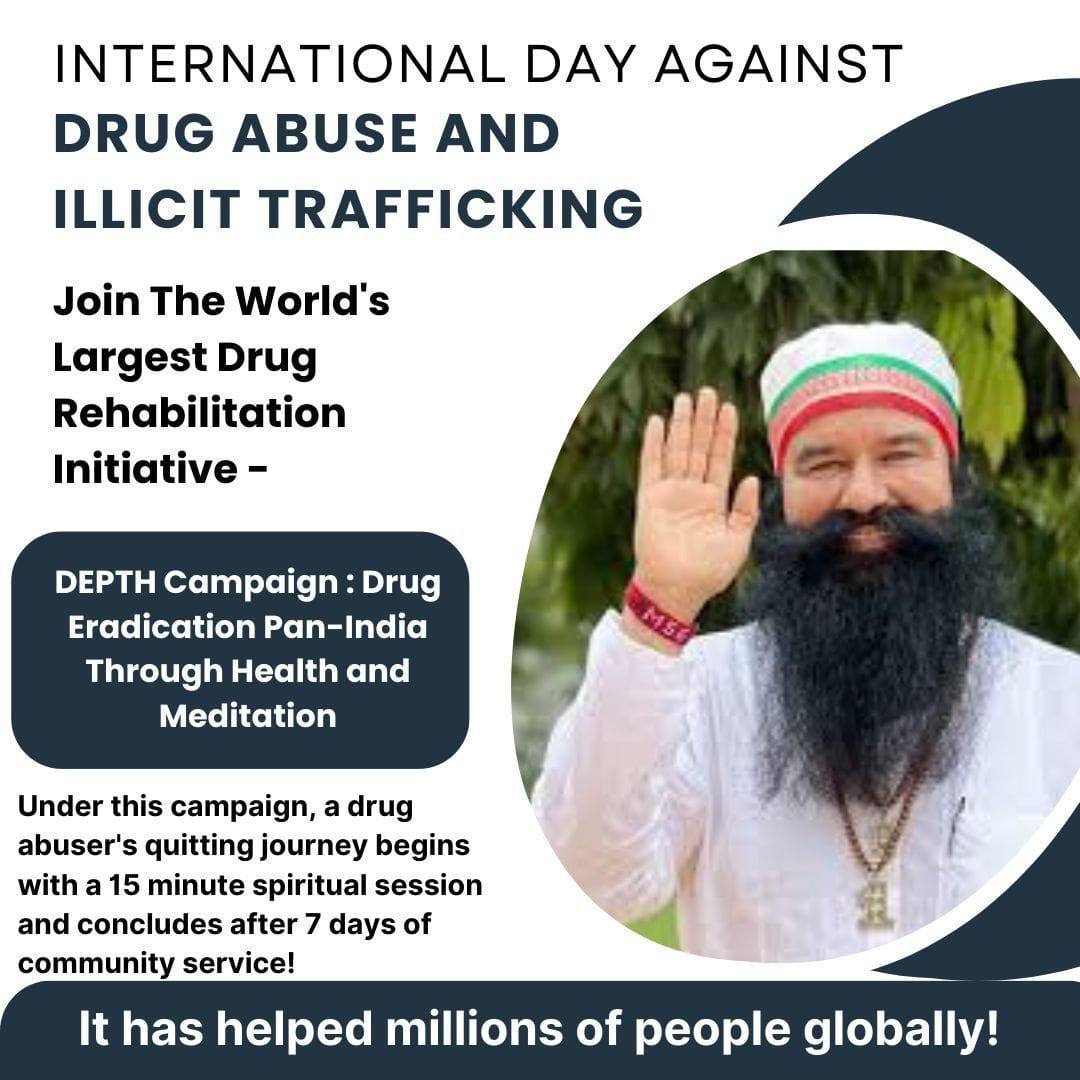 Kataksh__'s tweet photo. Fight the battle against drugs with education and empathy.
~ Baba Ram Rahim 
 
#InternationalDayAgainstDrugAbuse
#WorldDrugDay
#SayNoToDrugs https://t.co/8U1xZ4cYUA
