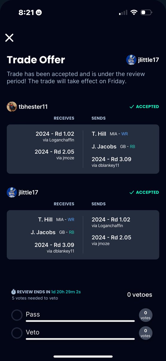 THester15's tweet photo. @SleeperHQ what are your thoughts here? https://t.co/zpR65lf70c