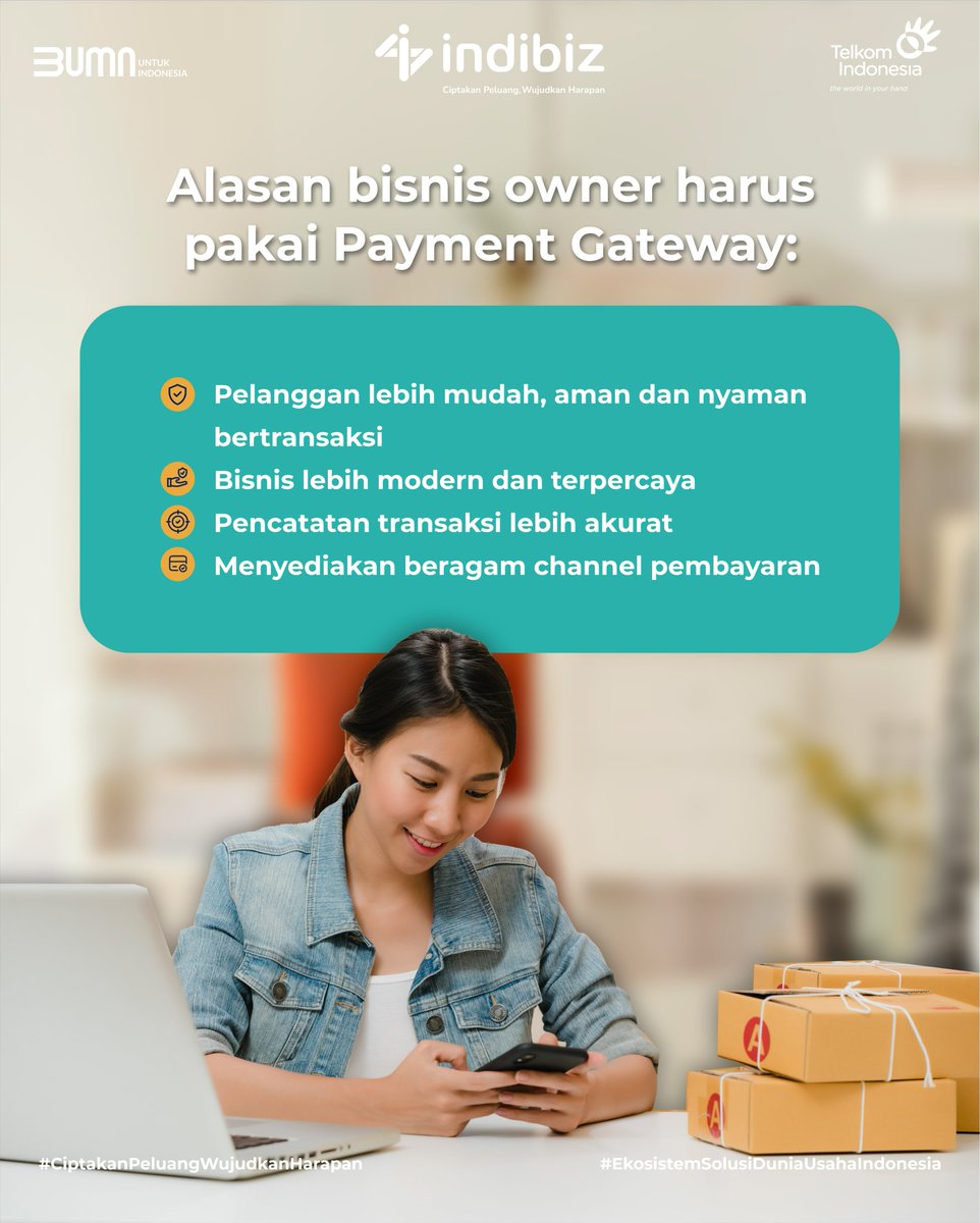 Indibiz_jtdiy's tweet photo. Gimana susahnya mengelola bisnis kalo gak pake payment gateway? Ini solusi tepat untuk pake payment gateway, lebih nyaman bertransaksi, tersedia beragam channel pembayaran sehingga lebih mudah bertransaksi. Letβs #MakeItSoEasy with Finpay Payment Gateway!
#Indibiz #indibizjtd https://t.co/X3q2pv3SC5