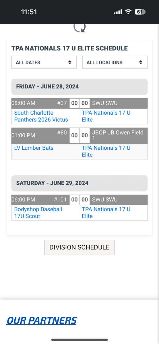 Paul Harrell (@paulharrell08) on Twitter photo This is my pool play schedule for the Blackbear tournament this coming weekend in Greenville SC <a href="/Dheals1735/">Danny Healey</a> <a href="/tpanationals/">TPA Nationals</a> <a href="/zuber_andy/">Andy Zuber</a> <a href="/Goebs03/">Alex Goebel</a> <a href="/PrepBaseballNC/">Prep Baseball North Carolina</a> <a href="/ADNbaseball/">Athens Drive Baseball</a>
Hope to see you there! This is my pool play schedule for the Blackbear tournament this coming weekend in Greenville SC <a href="/Dheals1735/">Danny Healey</a> <a href="/tpanationals/">TPA Nationals</a> <a href="/zuber_andy/">Andy Zuber</a> <a href="/Goebs03/">Alex Goebel</a> <a href="/PrepBaseballNC/">Prep Baseball North Carolina</a> <a href="/ADNbaseball/">Athens Drive Baseball</a>
Hope to see you there!