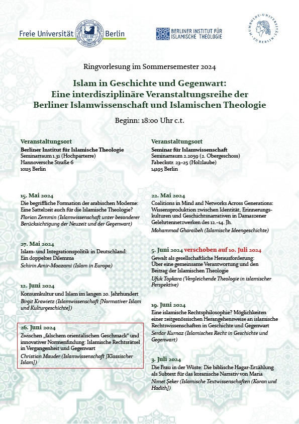 BIT_HumboldtUni's tweet photo. ➡️ ERINNERUNG: heute ⬅️

6. Teil der Ringvorlesung mit dem Institut für Islamwissenschaft (@FU_Berlin), heute mit Christian Mauder u.a. über #Islam, #Recht, #Rätsel, #Vergangenheit, #Gegenwart.

Alle ℹ️ siehe ⬇️. https://t.co/2kRrKUgV0i