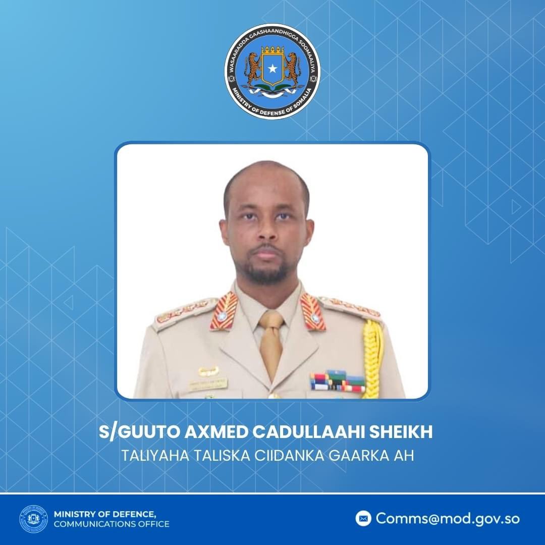 Congratulations to Brig-Gen Ahmed Abdullahi on being appointed the commander of the Somali Special Forces.

Gen Ahmed is a great patriot, combat experienced and just graduated from the US National Defence University.

Hambalyo Gen Ahmed. Go serve your homeland !