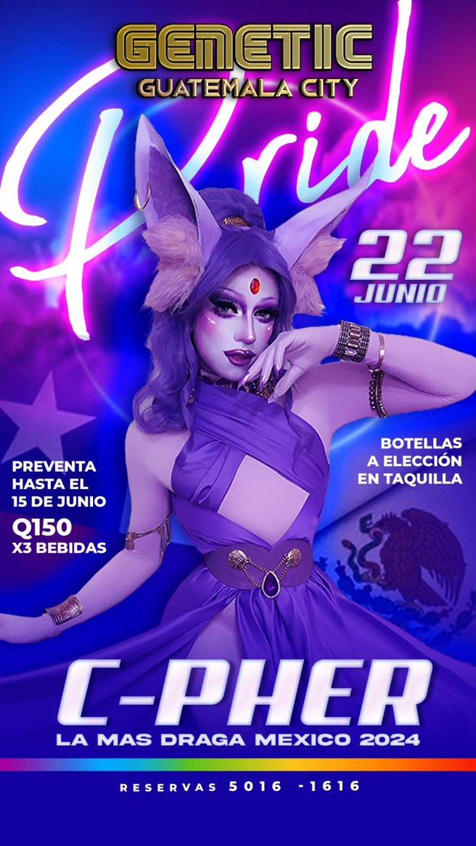LaDiscaGT's tweet photo. Pocos días quedan para tener a @cpherart la queen de #SoloLasMas por primera vez en Guatemala llega a Genetic. 

 Ya a la venta tus boletos  https://t.co/4otgf9jYwu… y con tu screenshot vía inbox te enviamos entrada digital #GenetiClub #Cpher #LMD #SoloLasMas https://t.co/iwbJpBkORZ