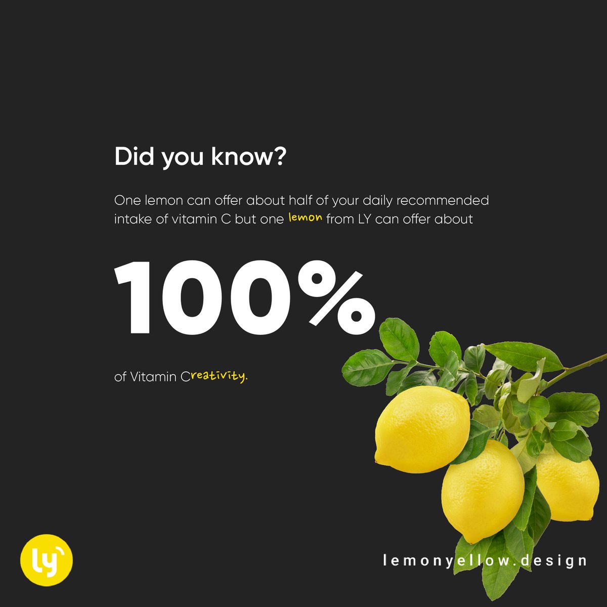 LemonYellowLLP's tweet photo. A creative deficiency can be injurious to your business’ health. Our team of UI/UX design experts (or Lemons, as we call them) are here to give it the refreshing dose of Vitamin C it needs! https://t.co/TgARQBXZEO