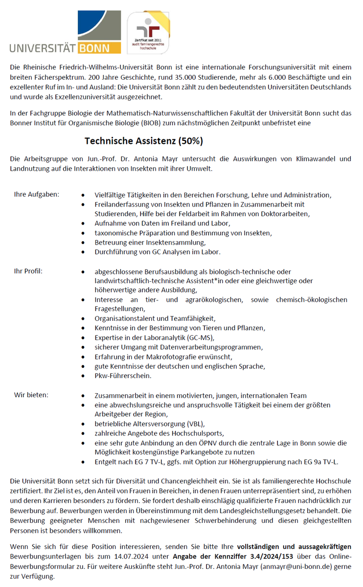 Pauline N. Fleischmann (@cataglyfilosofi) on Twitter photo My dear (twitterless) colleague Antonia Mayr <a href="/UniBonn/">Rheinische Friedrich-Wilhelms-Universität Bonn</a> is looking for a technical assistant to support her work on Animal-Plant Interactions in the field and in the lab 🐝🌱 Check the job announcement: ↘️uni-bonn.de/de/universitae…↙️ Apply and share☺️ #Insects #Biodiversity My dear (twitterless) colleague Antonia Mayr <a href="/UniBonn/">Rheinische Friedrich-Wilhelms-Universität Bonn</a> is looking for a technical assistant to support her work on Animal-Plant Interactions in the field and in the lab 🐝🌱 Check the job announcement: ↘️uni-bonn.de/de/universitae…↙️ Apply and share☺️ #Insects #Biodiversity