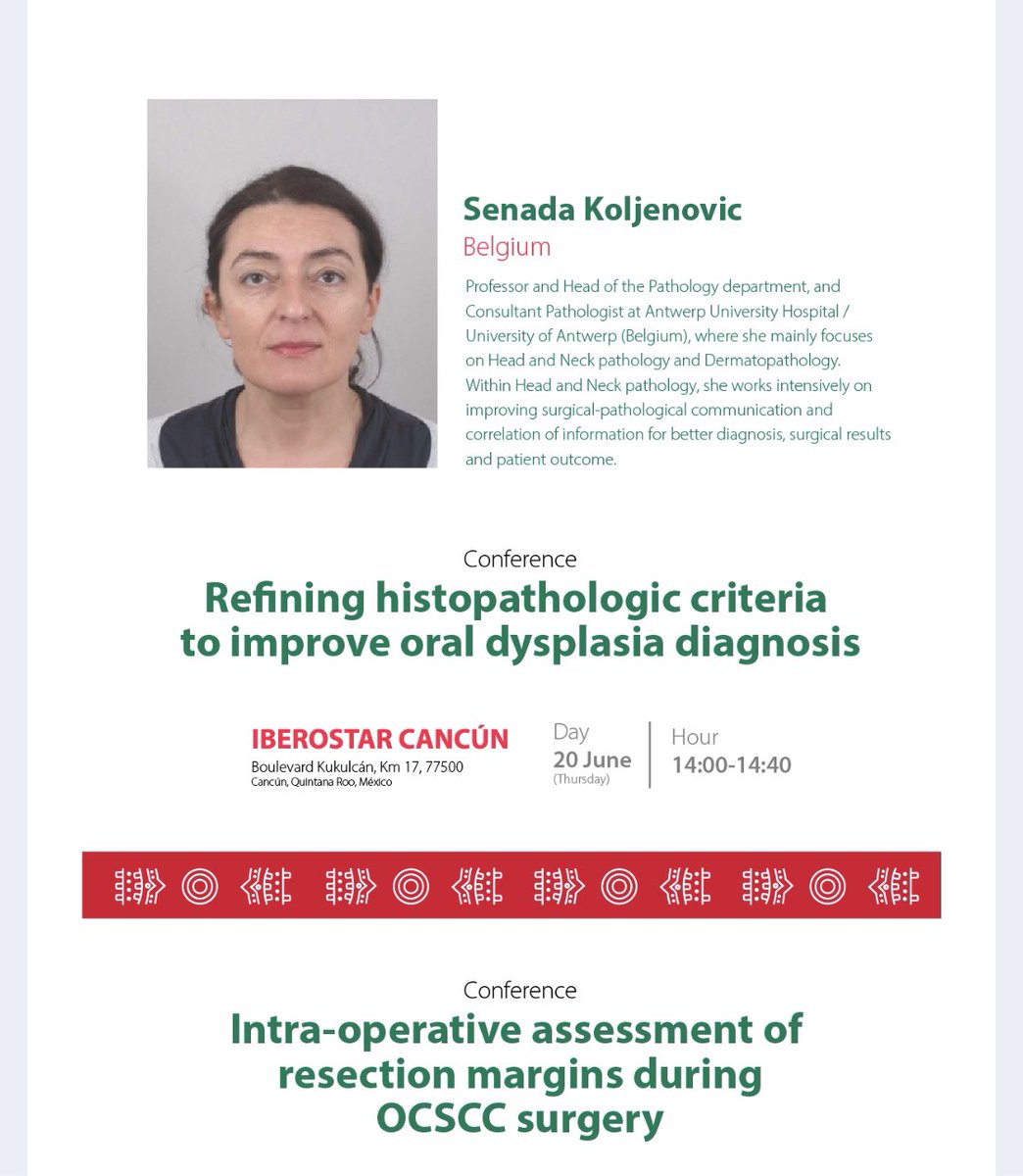 Join Us in Cancun!

#IAOP2024  Cancun Congress coincides with the 13th Annual Congress of the Mexican Association of Oral Pathology and Medicine.

The scientific program is so impressive! 

Two excellent lectures by Prof. Senada Koljenovic !

#oralpath #ENTPath