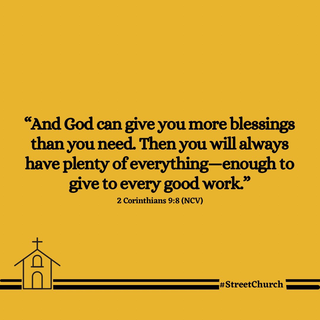 streetchurchh's tweet image. When God won bless you, he go over do am. The blessing go big so te you no go fit contain am. Remember the widow wey Elijah visit her house and bless her. The pots wey she get for house no fit contain the oil wey dey flow. She come go dey borrow more pots from her neighbors.
I…