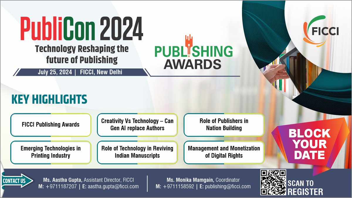 FICCI is organizing #PubliCon2024 on July 25, 2024 at Federation House, New Delhi. PubliCon is a platform to enable the publishing sector to realize its true potential and contribute to India’s knowledge economy. The objective is to ideate and debate issues like creation of