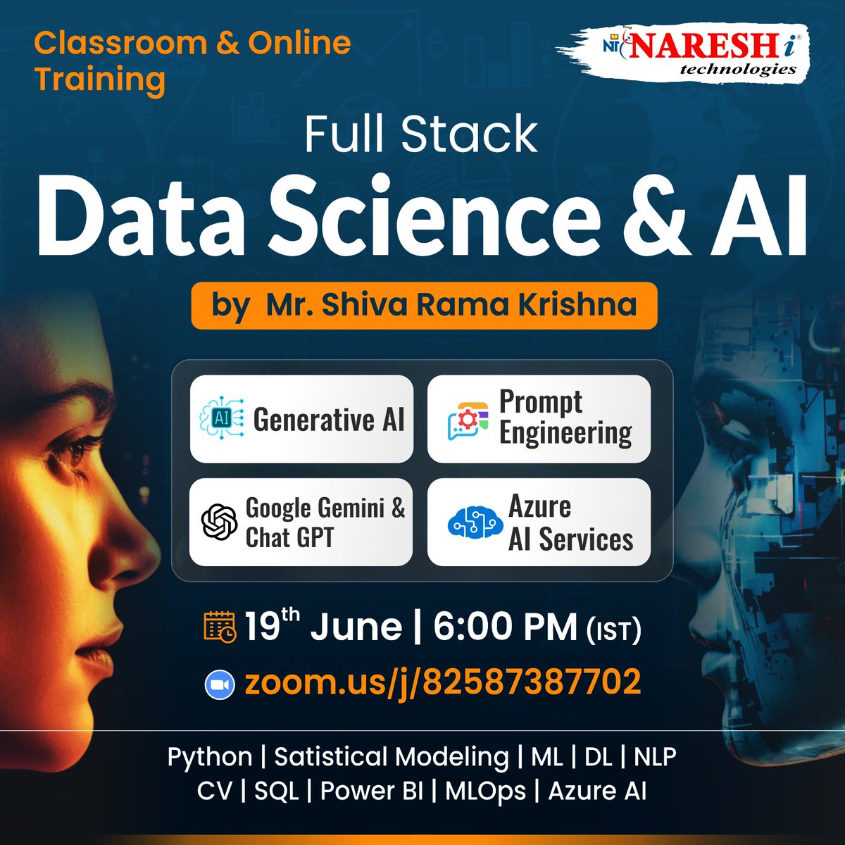 NItTejaswini's tweet image. 𝐉𝐨𝐢𝐧 𝐔𝐬 !! 𝐅𝐨𝐫 🔴𝐅𝐫𝐞𝐞 𝐃𝐞𝐦𝐨🔴
✍️𝐄𝐧𝐫𝐨𝐥𝐥 𝐍𝐨𝐰: bit.ly/4el6eF8
👉Attend a Free Demo On Full Stack Data Science & AI by Mr.Shiva Rama Krishna
📅Demo On: 19th June @ 6:00 PM (IST)
#Fullstackdatascience #ai #machinelearning #python #chatgpt #sql
