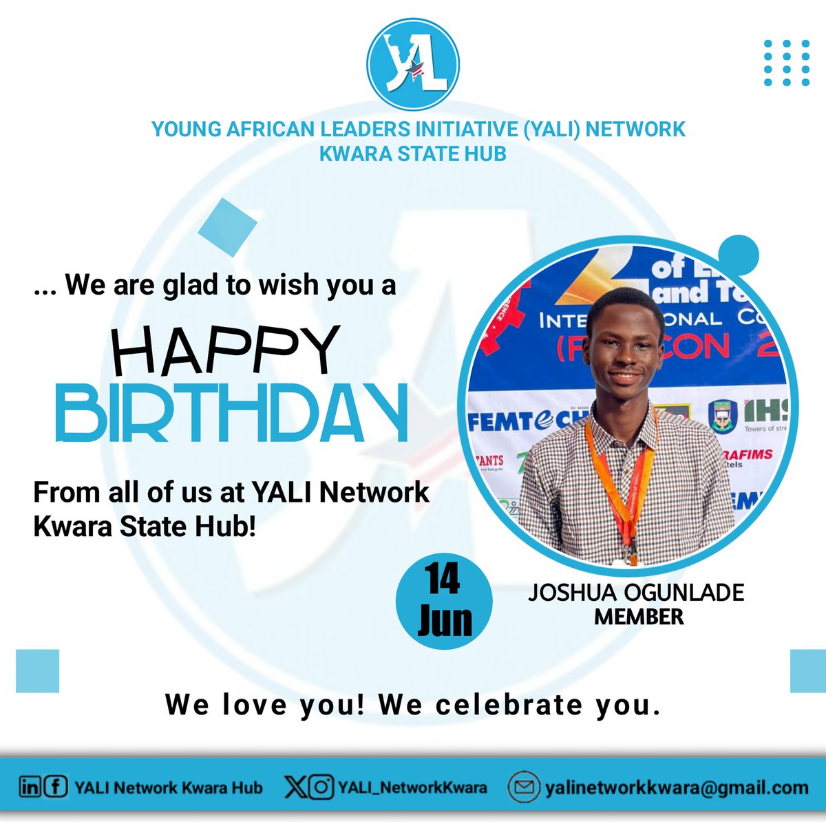 Happy birthday! JOSHUA Ogunlade

May your special day be as bright as your smile! Wishing you a year ahead that's filled with love, laughter, and limitless joy. You deserve to be celebrated and appreciated, not just today, but every day.