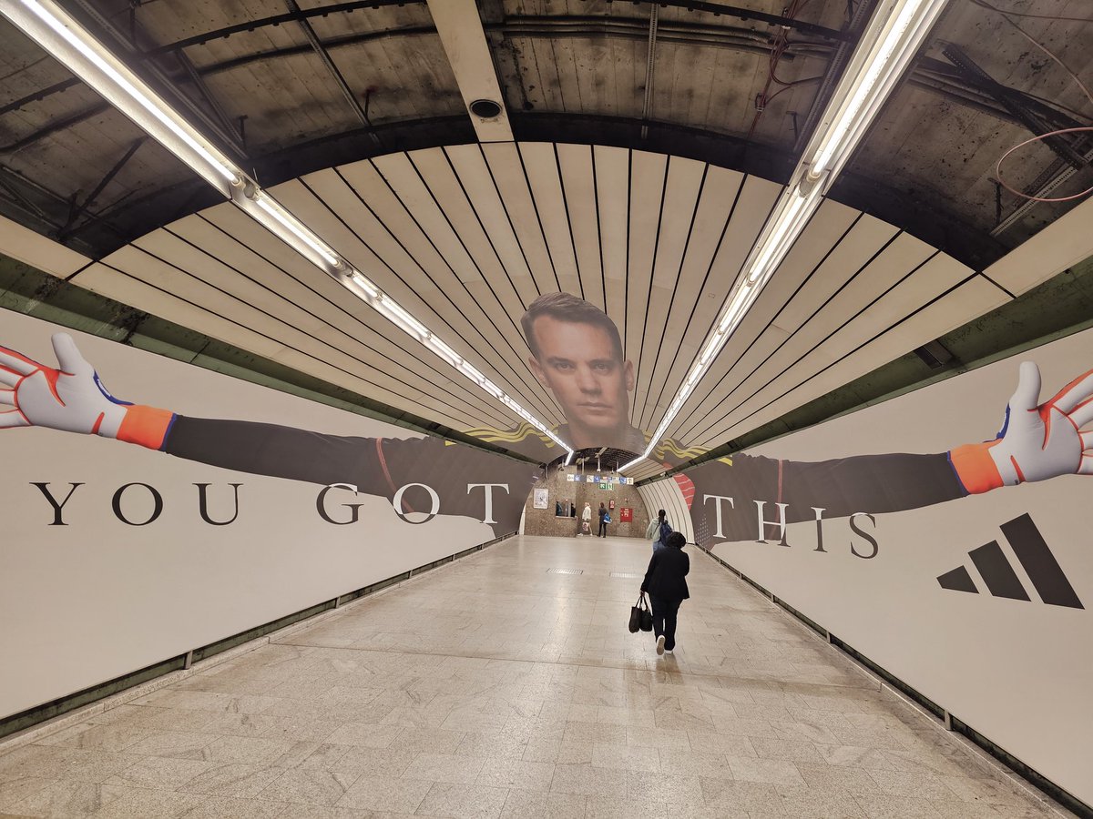 Quite impressive <a href="/adidasfootball/">adidas Football</a> / Manuel Neuer advert on the Munich u-bahn.... 

Big #euro2024 kick off today. Feels like half of Scotland is here (it might be)