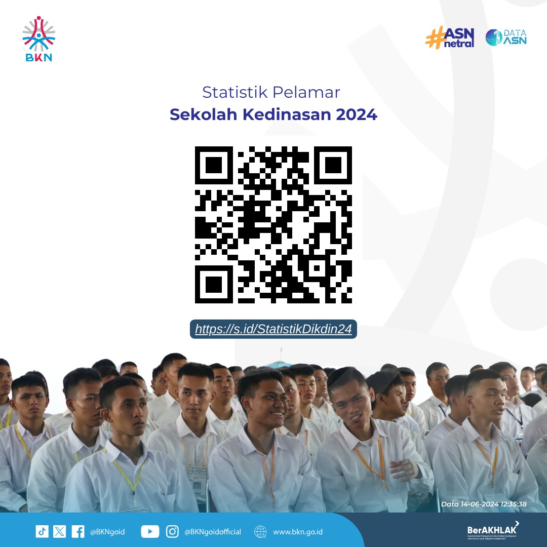 BKNgoid's tweet image. Ditutup kemarin, ini dia update pelamar #Sekdin2024 terakhir‼️

Selanjutnya hasil seleksi administrasi akan diumumkan oleh masing-masing instansi sekolah kedinasan. 

Cek jadwal lengkapnya di web BKN.

#SatuDataASN
#ASNNetral