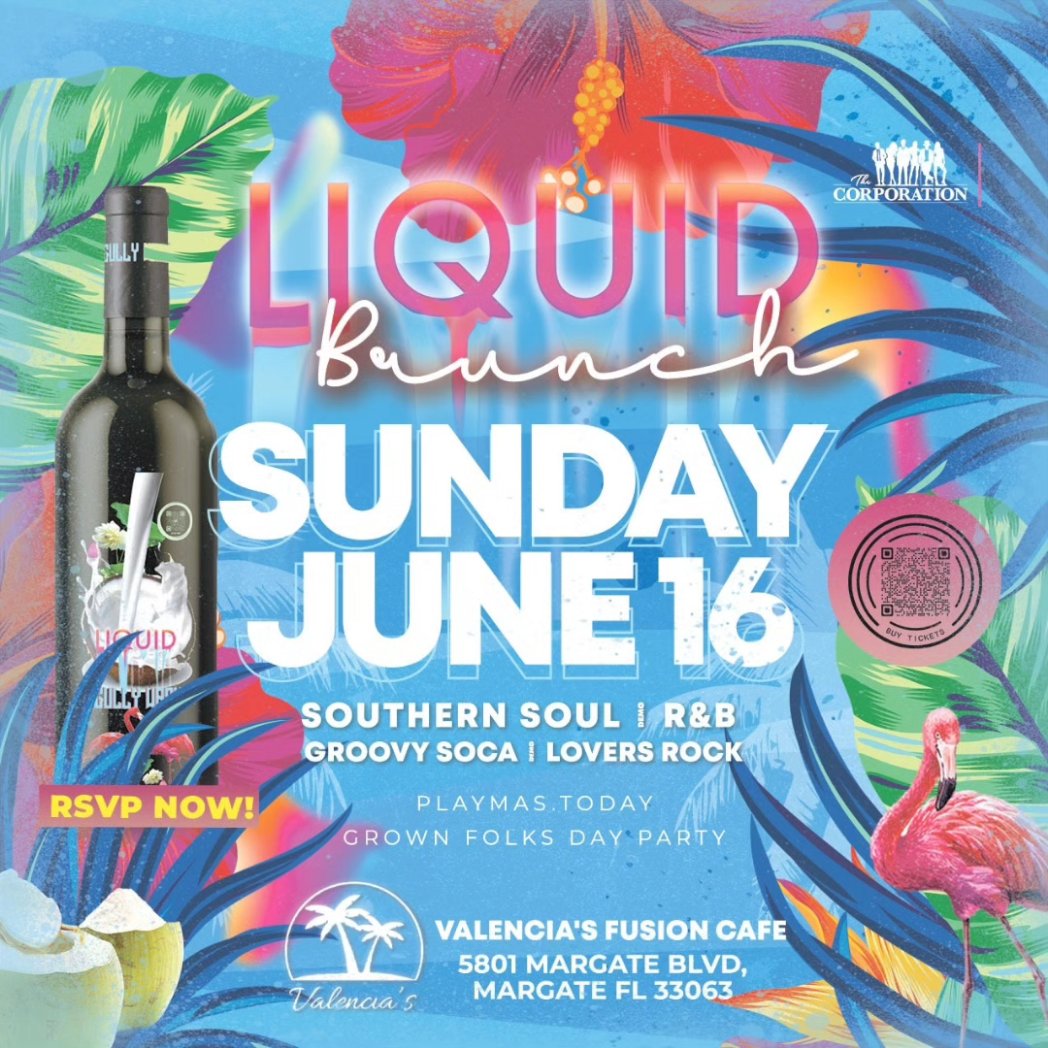PlayMasToday's tweet photo. Father's Day  Liquid Brunch at Valencia's Caribbean Fusion Cafe 5801 Margate Blvd, Margate Florida https://t.co/MhGcXAK5Lv https://t.co/STJkFYs236