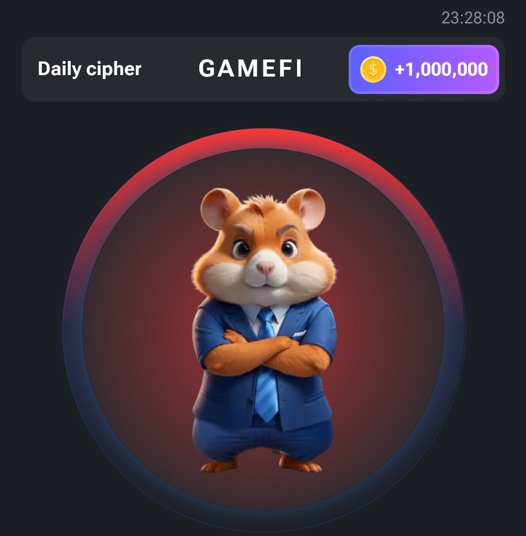 tsdtricks's tweet photo. 𝗛𝗔𝗠𝗦𝗧𝗘𝗥 𝗞𝗢𝗠𝗕𝗔𝗧 𝗧𝗢𝗗𝗔𝗬'𝗦 𝗖𝗜𝗣𝗛𝗘𝗥

Word : GAMEFI  

G   --.
A   .-
M   --
E    .
F   ..-.
I    ..

Follow Me For Daily Combo/Daily Cipher
🔁 Repost
♥️ Like

#hamster #HAMSTERKOMBAT https://t.co/PeoeTlFMwE