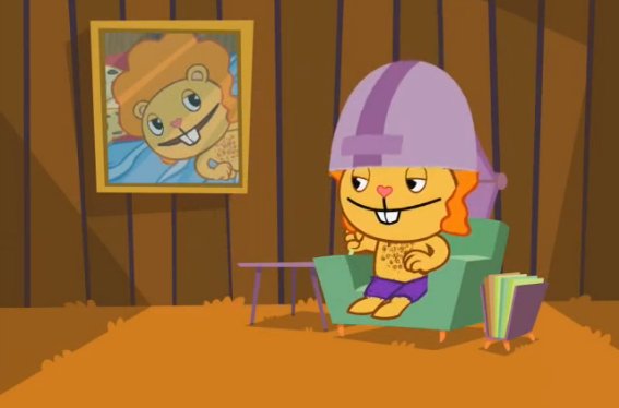 facts_htf's tweet photo. Fact #59

During the production of the TV Series, FatKat made this...image of Disco Bear completely naked (though genitalia is censored). It can be seen in the episode, "Easy Comb Easy Go" though the genitalia is cropped out of the frame. https://t.co/gV8tOYEfKn