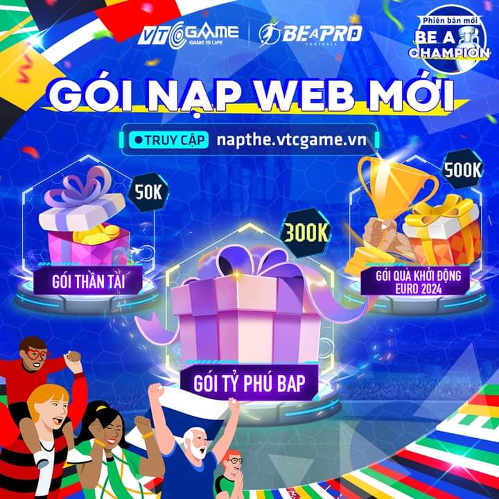 🎁 GÓI NẠP WEB MỚI 🎁

🔥 Nhân dịp một mùa bóng rộn ràng và sôi động, Be A Pro: Football giới thiệu các gói nạp web mới với nhiều phần quà cực hấp dẫn cho anh em HLV.

⭐️ Gói TỶ PHÚ
⚡️ Gói THẦN TÀI
⚽️ Gói QUÀ KHỞI ĐỘNG EURO 2024
👉: Thông tin Facebook