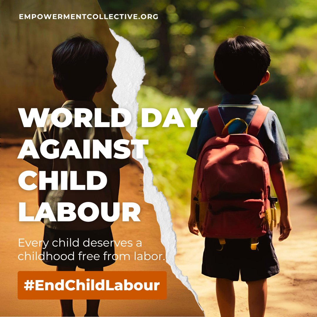 Yesterday was #WorldDayAgainstChildLabour
Join us in our mission to end modern slavery through survivor leadership. We  provide advocacy, and economic opportunities to empower survivors of  modern slavery. empowermentcollective.org/donate
#endslavery #endmodernslavery #EndChildLabour