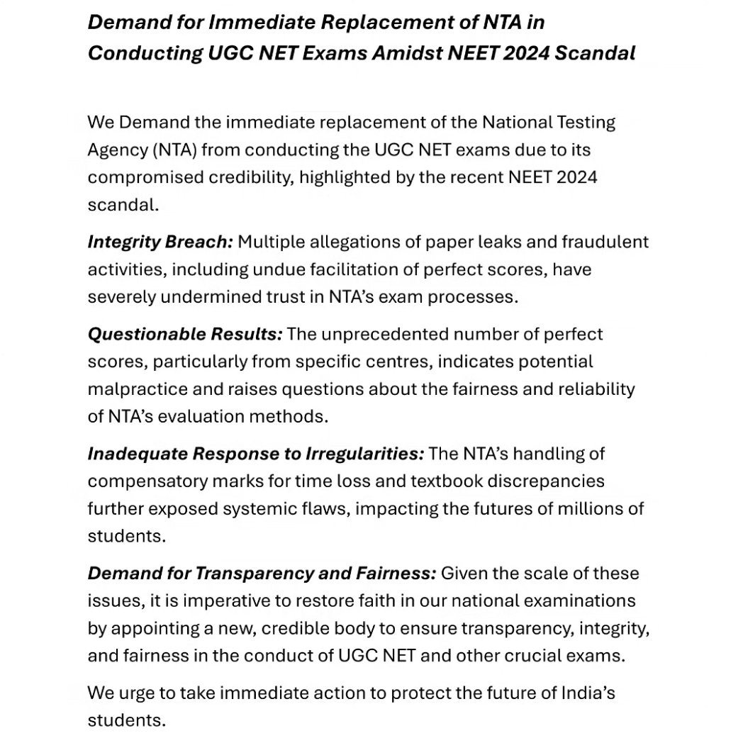 AvikSensei's tweet photo. ๐ดDay - Support the Cause
It's hard to trust an agency which is crowded by allegation with no solid stance to defend, substitute the agency by Postponing the exam.
#OverhaulUgcNet #PostponeUGCNET
#ReplaceNTA
@RahulGandhi @narendramodi @EduMinOfIndia @mamidala90 https://t.co/fQVQ503Mfz