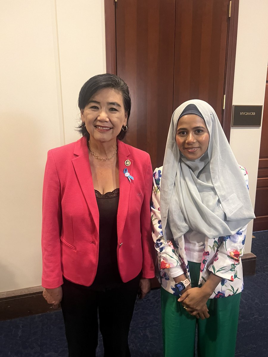 Ms. Sharifah Shakirah, executive director of Rohingya Women Development Network (RWDN), attended the event of "Interfaith Prayer Service for Global Peace and to Honor the Victims of Violence held at the US Capitol Congressional building in Washington DC today. During the event,