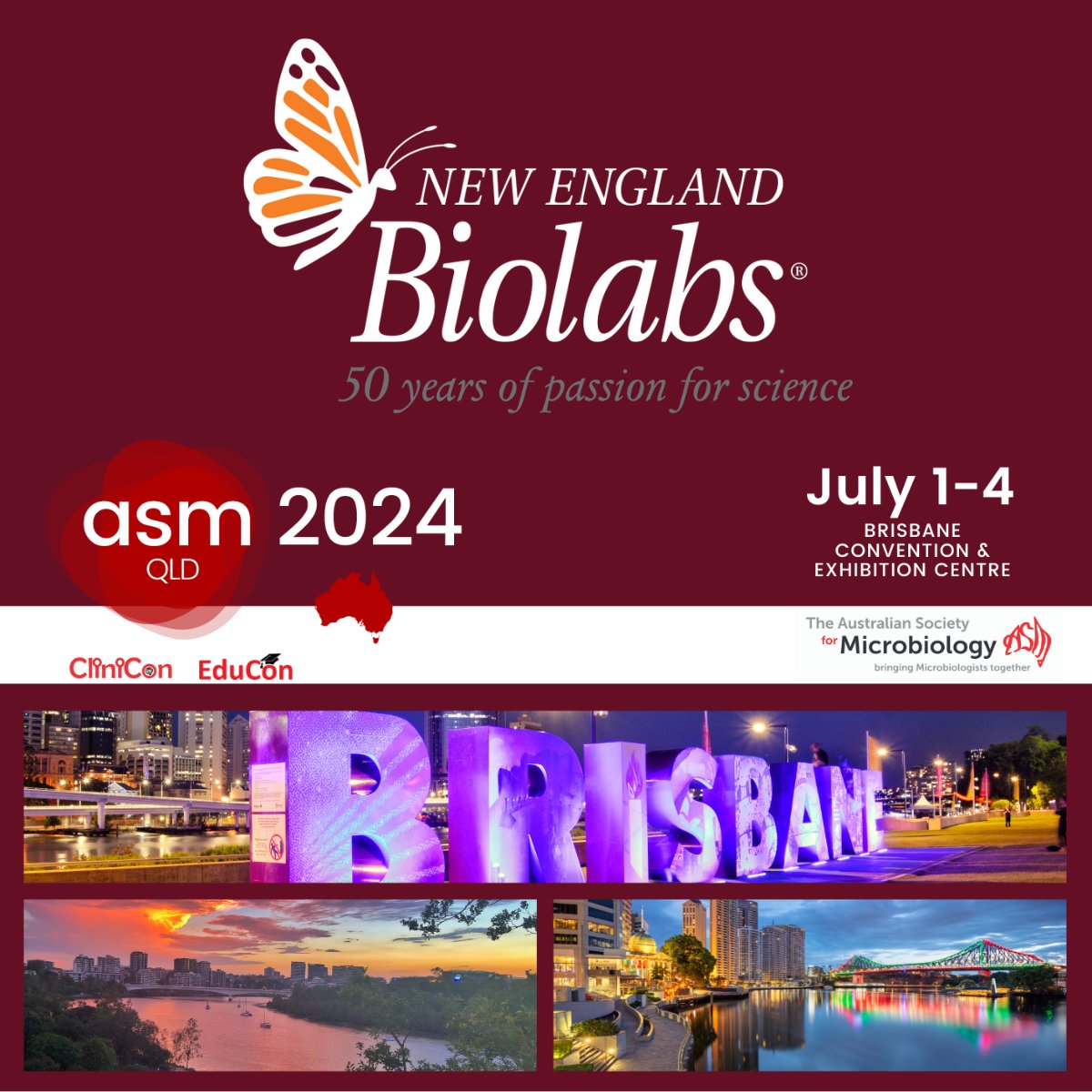 NEB is proud to support the ASM Meeting (<a href="/AUSSOCMIC/">ASM</a>) which takes place next week in Brisbane! 🙌🌞🦠🔬

If you're attending, I encourage you to visit our booth and chat with our QLD crew, Jenny (<a href="/JennyBrownQLD/">Jenny Brown</a>) and Marina, to learn how we can support your research.

#ASM2024