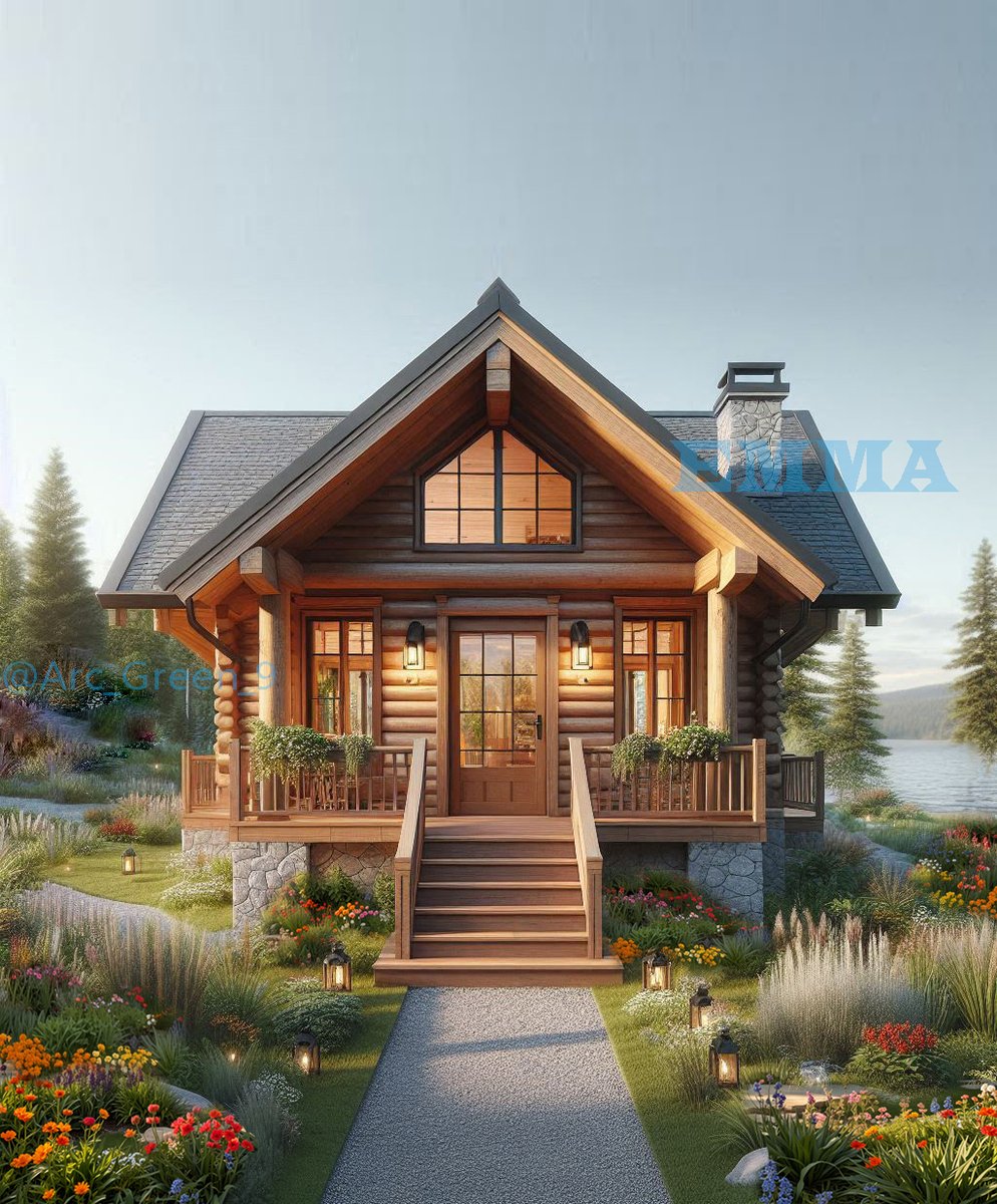 Arc_Green_9's tweet photo. A beautiful and nature-friendly log cabin https://t.co/92Y3kYtgHf