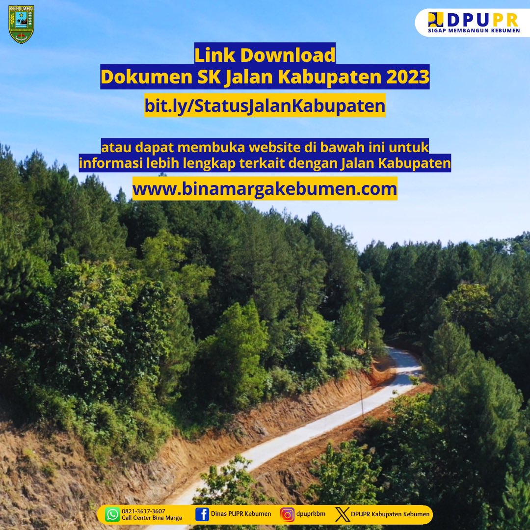 Silakan dapat membuka bit.ly/StatusJalanKab… atau binamargakebumen.com terkait dengan Jalan Kabupaten. #geoparkkebumen #kebumenkeren #kebumensemarak #kebumenmanglingi