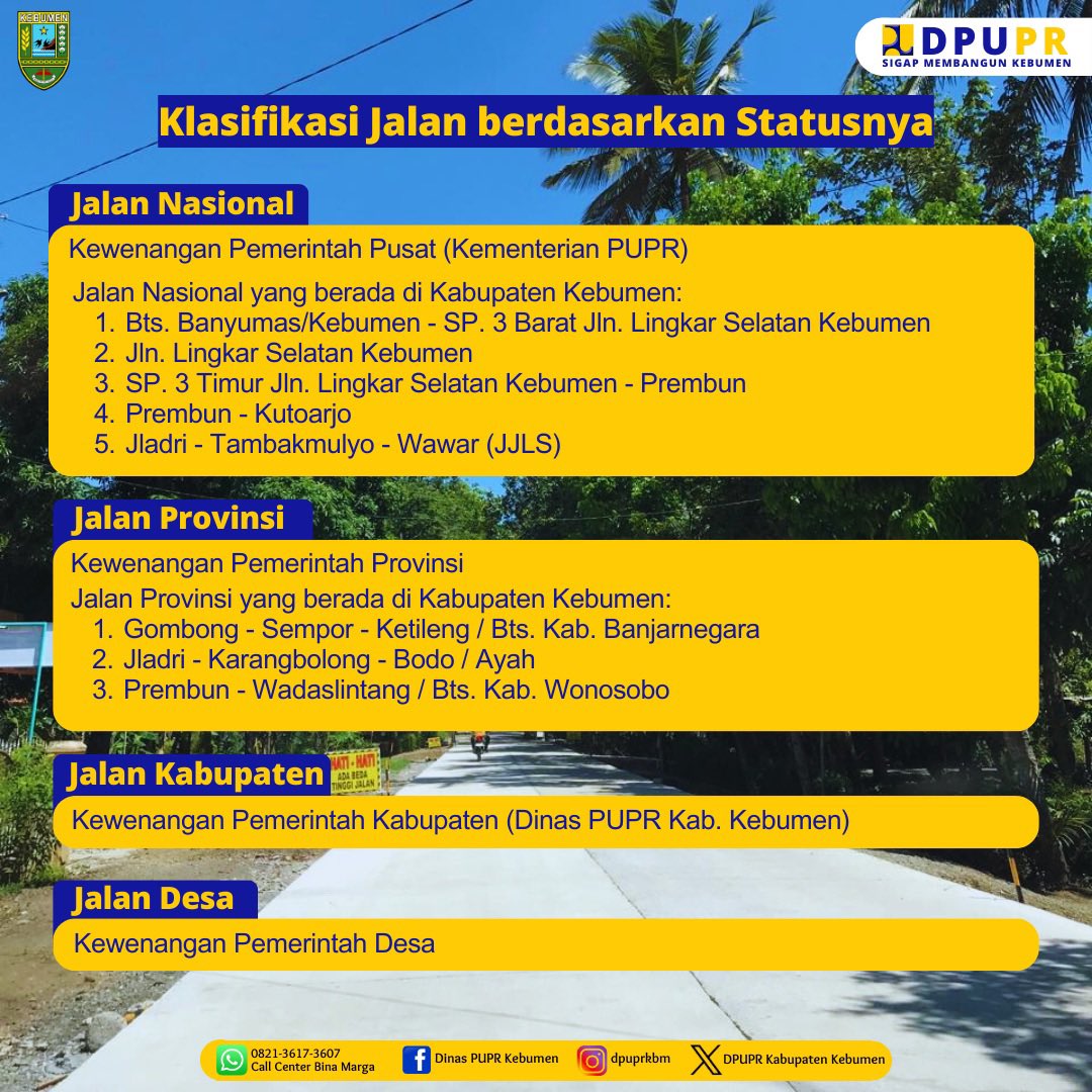 DPUPRKebumen's tweet photo. Silakan dapat membuka https://t.co/NzCtXGxxnT atau https://t.co/PqxxwEvStm terkait dengan Jalan Kabupaten. #geoparkkebumen #kebumenkeren #kebumensemarak #kebumenmanglingi https://t.co/3wSuoEEvST