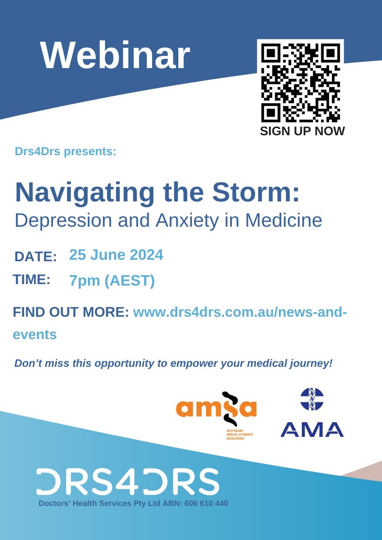 drs4drs_Aus's tweet photo. Attention medical students and doctors in training ๐ฃ
Don't miss this free webinar on 25 June and sign up now: https://t.co/UgfZx4sgGB
We are looking forward to seeing you soon ๐
#Drs4Drs #wellbeing #medicalstudents #doctorsintraining https://t.co/hKpy2o7a3y