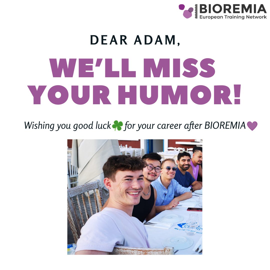 Farewell to our entertaining friend, Adam! Your humor and charm were unmatched. You could always turn any situation into a fun one. Break a leg! 😄

<a href="/MSCActions/">Marie Skłodowska-Curie Actions</a> <a href="/REA_research/">European Research Executive Agency</a> <a href="/HorizonEU/">Horizon Europe 🇪🇺</a> #phdlife #PhD #bioremia #ITN #farewell #Goodluck