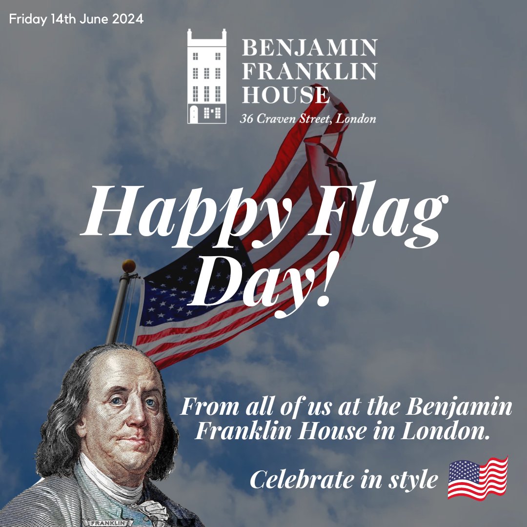 Happy Flag Day from all of us at the Benjamin Franklin House in London! 🇺🇸🌎️

June 14th is a holiday celebrated in the United States which commemorates the adoption of the flag of the United States on June 14, 1777 by resolution of the Second Continental Congress. ⁠