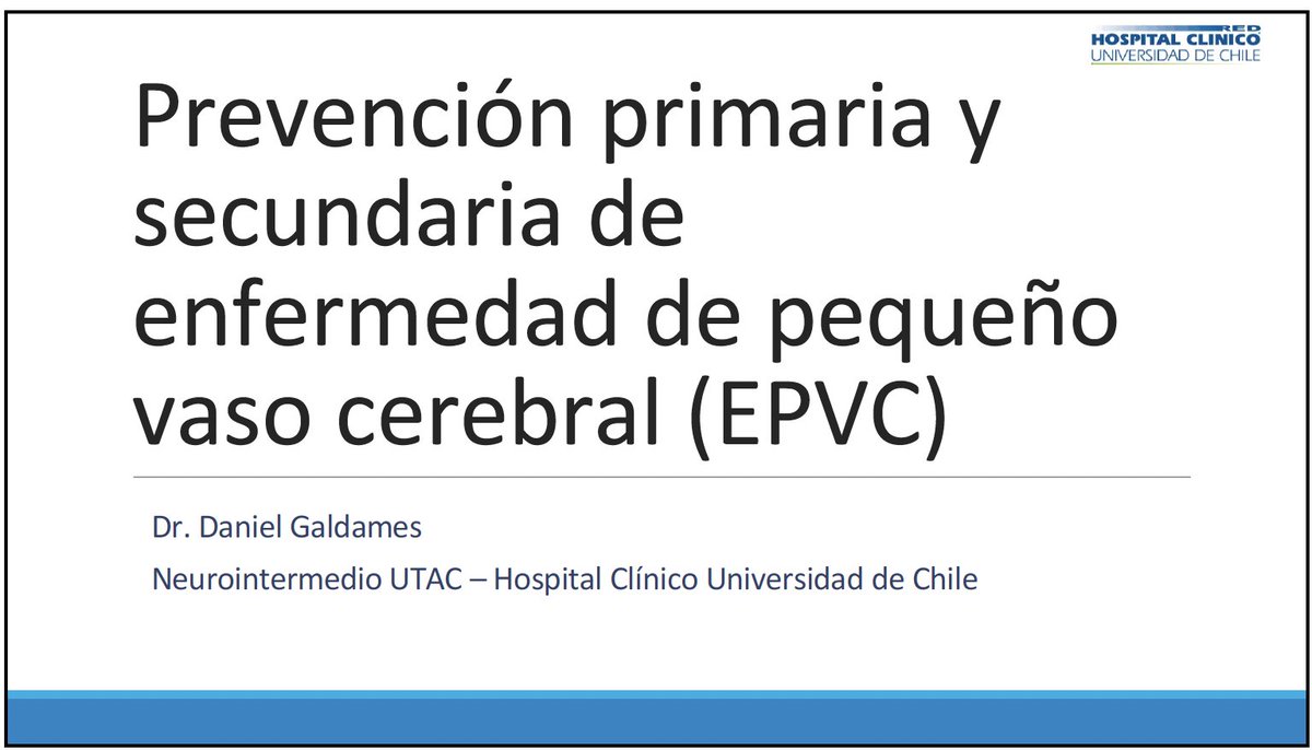 Hoy en el 2º Congreso Chileno de Enfermedades cerebrovasculares <a href="/ACEVE_Chile/">ACEVE</a>:  

Módulo ENFERMEDAD DE PEQUEÑO VASO CEREBRAL, la más prevalente de las enfermedades cerebrovasculares y la principal causa prevenible de demencia.   

Grandes temas, grandes expositores  

📍 Salón