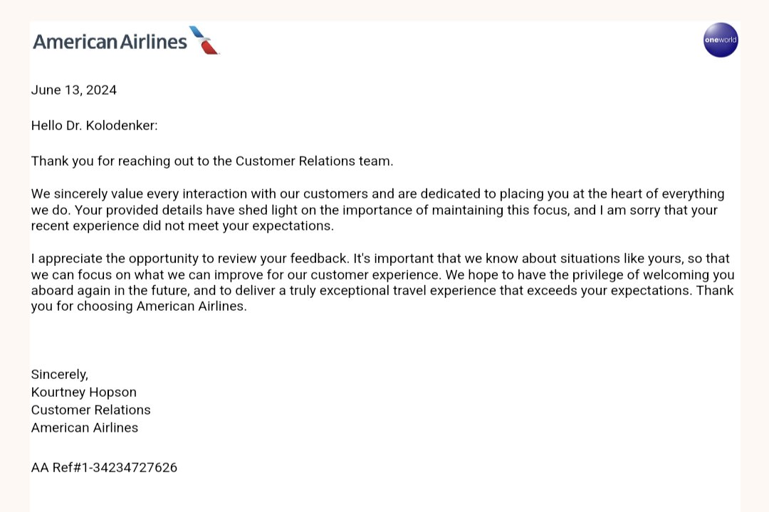 OC_Podiatry's tweet photo. @AmericanAir I don't think American Airlines really cares. No one looks at the complaints. I have sent 3 complaints and every time they send the same exact automated response with no resolution. #nopilot #breachofcontract #nohelp #faa @PeteButtigieg https://t.co/ZlMKrh02NV