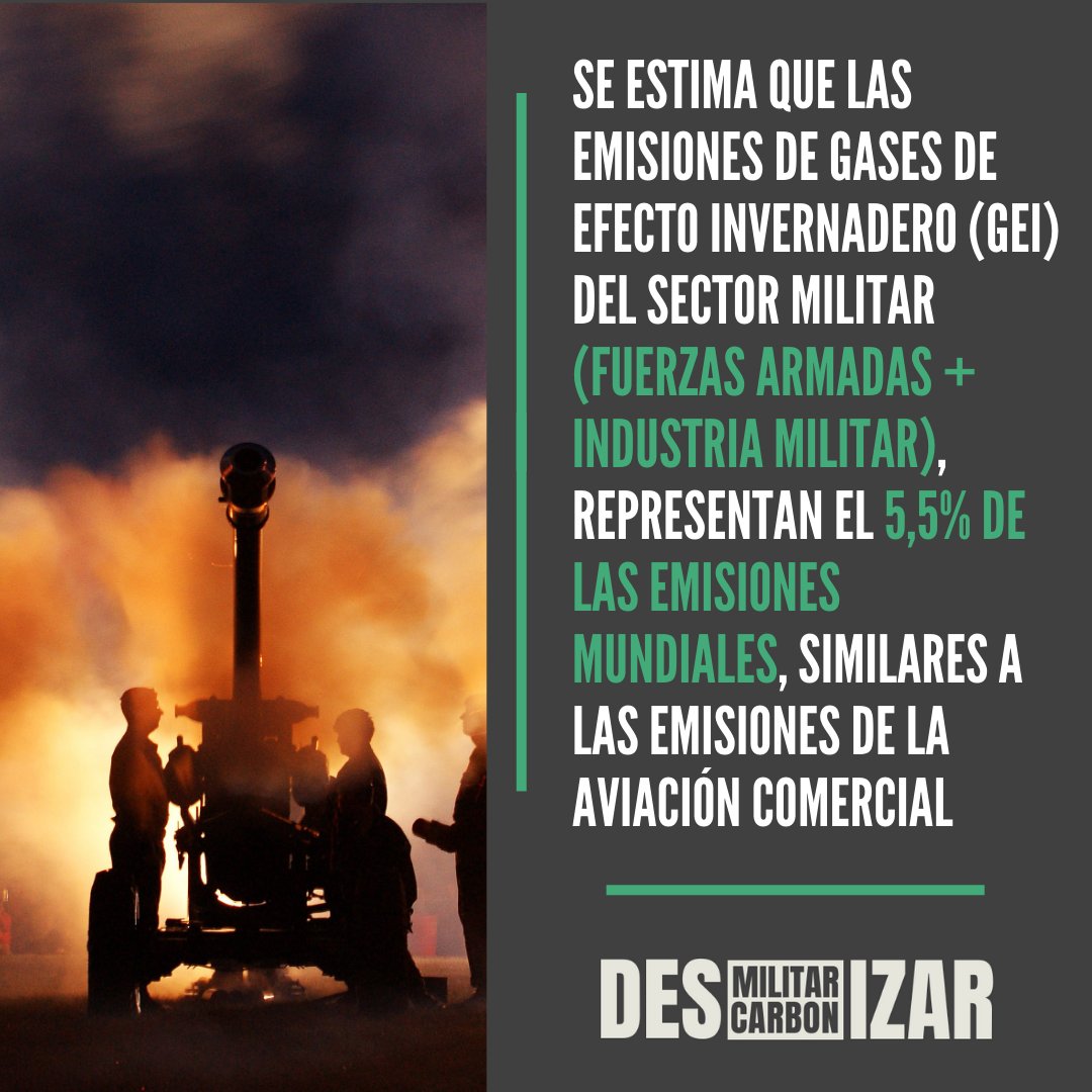 🔴 Descarbonizar es Desmilitarizar 🔴

📢 📢 Entidades ecologistas, pacifistas y feministas  exigimos que las fuerzas armadas y la industria militar declaren sus emisiones de gases de efecto invernadero y las reduzcan. 

#MalosHumosMilitares