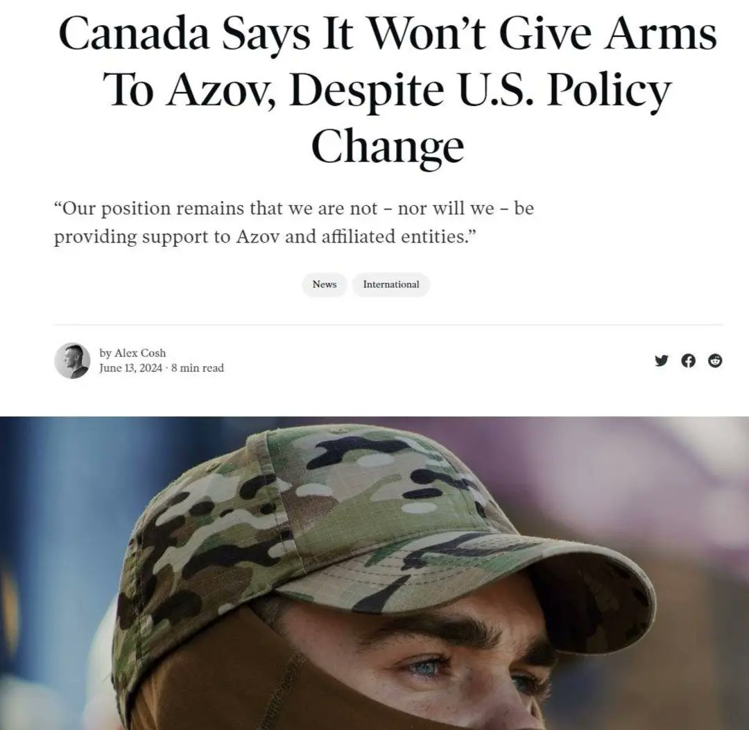 Glenn_Diesen's tweet photo. While the US has allied itself with the Nazi organisation, Canada has said it will not supply weapons to Azov

https://t.co/sqF05AkIeJ. https://t.co/nQub1mIuxw