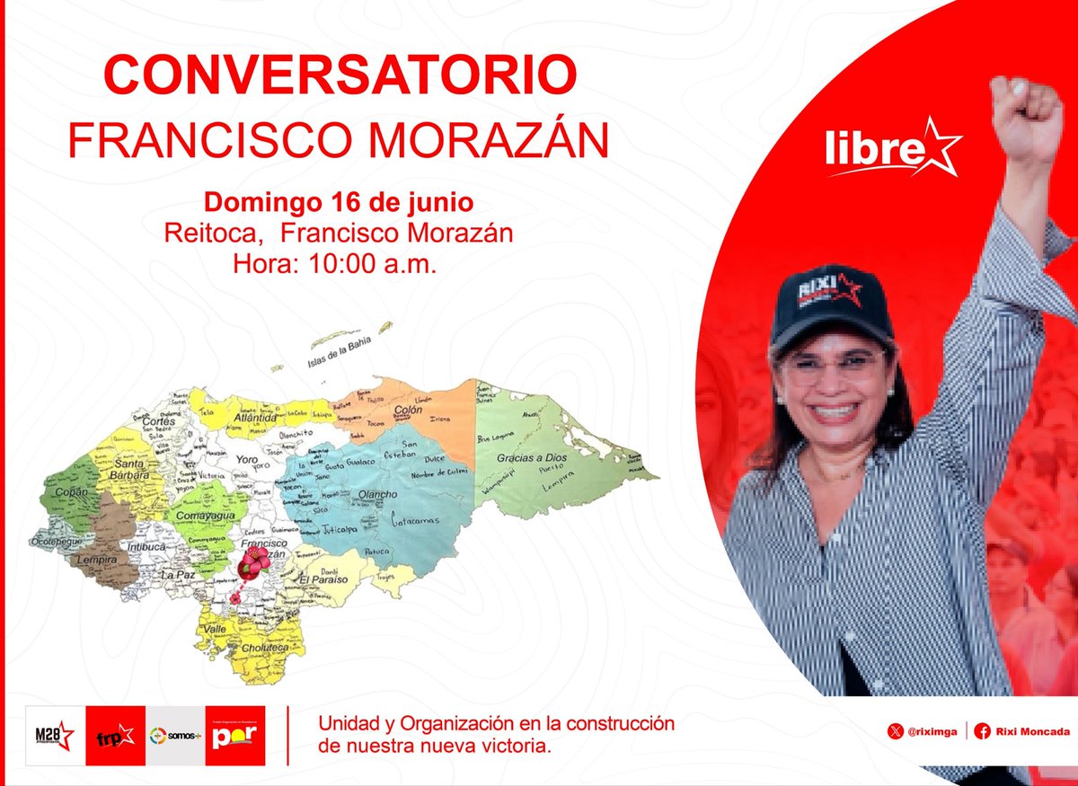 ✝️ Este domingo les invito a acompañarme al municipio de Reitoca, para continuar  los conversatorios con el Pueblo, construir la unidad y nuestra próxima victoria <a href="/PartidoLibre/">Partido Libre</a>.