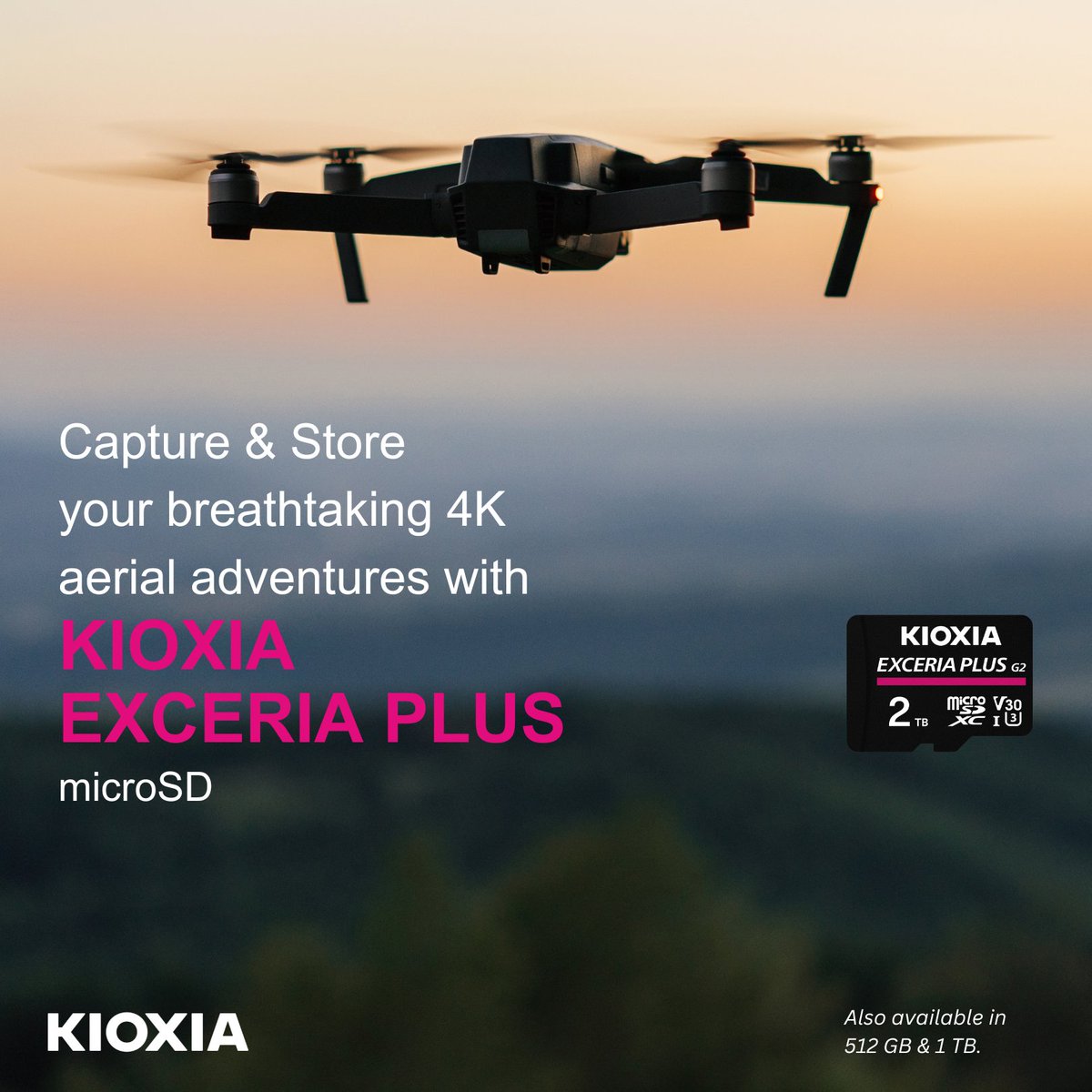 KioxiaAPAC's tweet photo. Capture and store your breathtaking 4K aerial adventures with ease! 🚁📸
Our #KIOXIA high-performance #microSDcards available in 512 MB, 1 TB & 2 TB sizes ensure that every stunning detail is preserved flawlessly.
#DronePhotography #DronePhotos
#MemoryMaker #KIOXIAAsiaPacific https://t.co/PRmKNFMINp