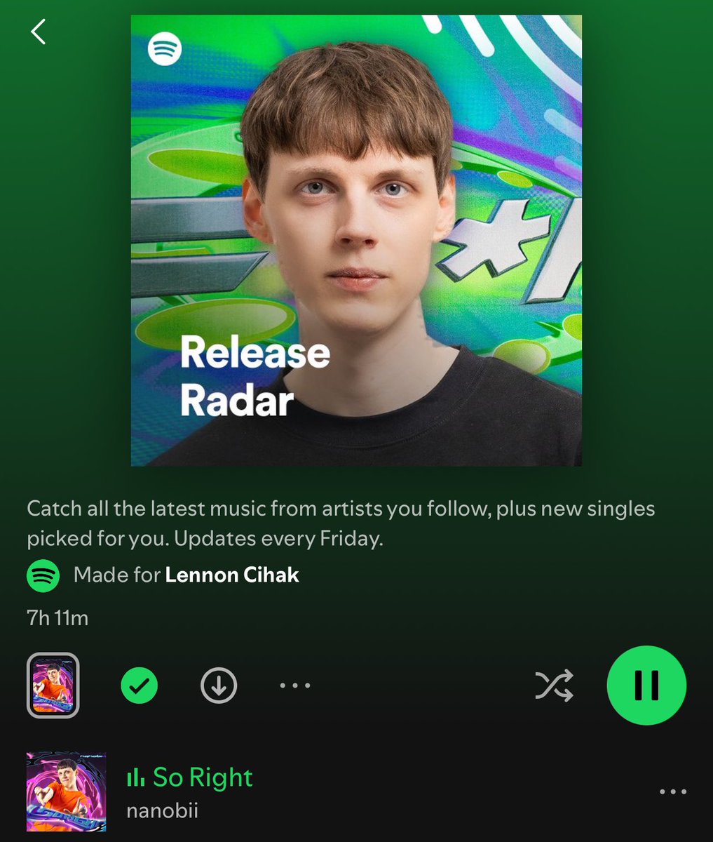 Ayyyee, <a href="/nanobii/">nanobii</a> is the cover of my Spotify Release Radar! 🤘🏻