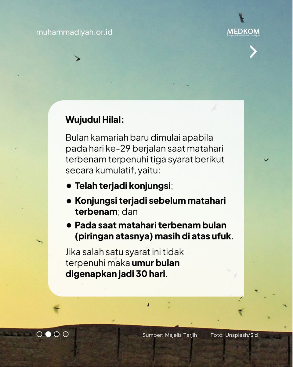 muhammadiyah's tweet photo. Adanya perbedaan dalam menetapkan penanggalan hijriyah tentunya akan berdampak pada pelaksanaan ibadah khususnya ibadah yang telah ditentukan tanggal dan waktu pelaksanaannya seperti puasa Arafah dan Iduladha.

Adanya perbedaan ini semakin menegaskan pentingnya Kalender Hijriyah Global Tunggal (KHGT) yang memiliki prinsip satu hari untuk seluruh dunia, sehingga perbedaan puasa dan wukuf di Arafah tidak lagi terjadi.

______
Twitter: muhammadiyah
Fanspage: Persyarikatan Muhammadiyah
IG: Lensamu
Tiktok: Lensamu
Youtube: Muhammadiyah Channel
Website: https://t.co/zN5r1xfBhG

© Media dan Komunikasi Pimpinan Pusat Muhammadiyah

#Muhammadiyah #Iduladha #Arafah #Zulhijah