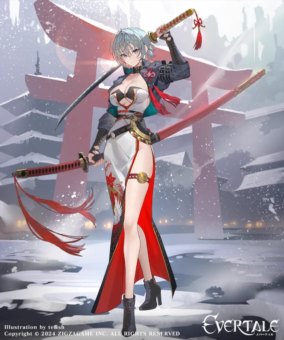 ジグザゲーム【エバーテイル】にて二天一流「宮本武蔵」のイラストを描かせていただきました。 どうぞよろしくお願い致します!#エバーテイル 